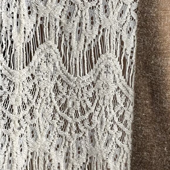 A’reve Anthropologie Lg V Neck Sleeveless Brown Tunic Lace Panel Mid Length - Picture 7 of 8